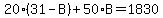 20%2A%2831-B%29%2B50%2AB=1830