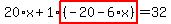 20%2Ax%2B1%2Ahighlight%28%28-20-6%2Ax%29%29=32