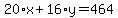 20%2Ax%2B16%2Ay=464