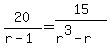 20%2F%28r-1%29+=+15%2F%28r%5E3-r%29