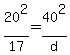 20%5E2%2F17+=+40%5E2%2Fd