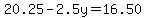 20.25-2.5y=16.50