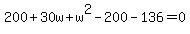 200%2B30w%2Bw%5E2-200-136=0