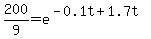 200%2F9=e%5E%28-0.1t%2B1.7t%29