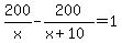 200%2Fx-200%2F%28x%2B10%29=1