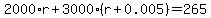 2000%2Ar%2B3000%2A%28r%2B0.005%29=265
