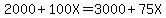 2000%2B100X=3000%2B75X