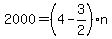 2000=%284-3%2F2%29n