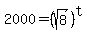 2000=%28sqrt%288%29%29%5Et