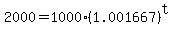 2000=1000%281.001667%29%5Et