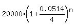 20000%2A%281%2B0.0514%2F4%29%5En