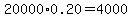 20000%2A0.20=4000