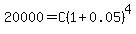 20000=C%281%2B0.05%29%5E4