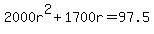 2000r%5E2+%2B+1700r+=+97.5