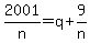 2001%2Fn+=+q++%2B+9%2Fn