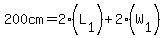 200cm=2%28L%5B1%5D%29%2B2%28W%5B1%5D%29