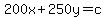 200x%2B250y+=+c