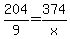 204%2F9+=+374%2Fx
