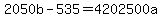 2050+b+-+535+=+4202500+a