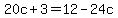 20c%2B3=12-24c