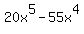 20x%5E5-55x%5E4
