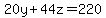 20y%2B44z=220