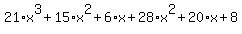21%2Ax%5E3%2B15%2Ax%5E2%2B6%2Ax%2B28%2Ax%5E2%2B20%2Ax%2B8