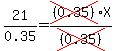 21%2F0.35+=+cross%28%280.35%29%29%2AX%2Fcross%28%280.35%29%29