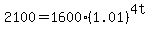 2100+=+1600%281.01%29%5E%284t%29