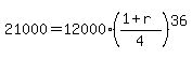 21000=12000%28%281%2Br%29%2F4%29%5E36