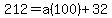 212=a%28100%29%2B32