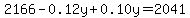 2166+-+0.12y%2B0.10y=2041