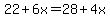 22%2B6x=28%2B4x