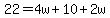 22=4w%2B10%2B2w