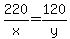 220%2Fx+=+120%2Fy