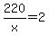 220%2Fx+=+2