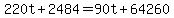 220t%2B2484=90t%2B64260