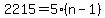 2215=5%28n-1%29