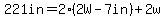 221in=+2%2A%282W-7in%29%2B2w