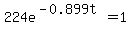 224e%5E%28-0.899t%29+=+1