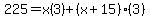 225=x%283%29%2B%28x%2B15%29%283%29