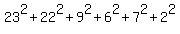 23%5E2+%2B+22%5E2+%2B+9%5E2+%2B+6%5E2+%2B+7%5E2+%2B+2%5E2