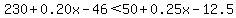 230%2B0.20x-46%3C50%2B0.25x-12.5