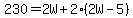 230=2W%2B2%282W-5%29