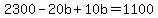 2300-20b%2B10b=1100