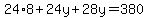 24%2A8%2B24y%2B28y=380