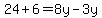 24%2B6=8y-3y