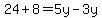 24%2B8=5y-3y