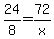 24%2F8=72%2Fx