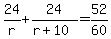 24%2Fr%2B24%2F%28r%2B10%29=52%2F60